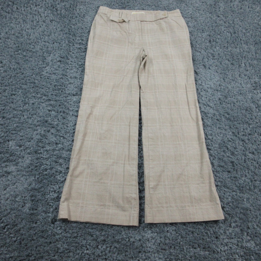 Michael Kors Pants Womens 8 Beige Plaid Wide Leg Trouser Dress Career 31x28*
